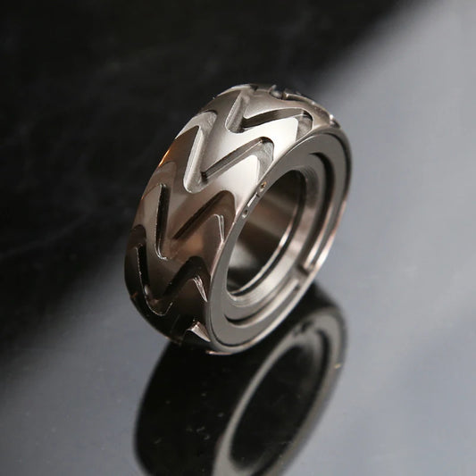 Mechanical Ratchet Fingertip Fidget Ring - Stainless Steel