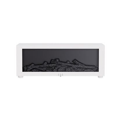 White fireplace aroma diffuser showing decorative logs and front timer controls, unlit