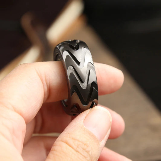 Mechanical Ratchet Fingertip Fidget Ring - Stainless Steel